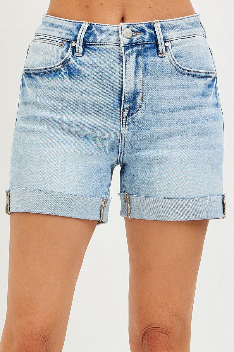 Molly Cuffed (Light) RISEN Blue Jean Shorts