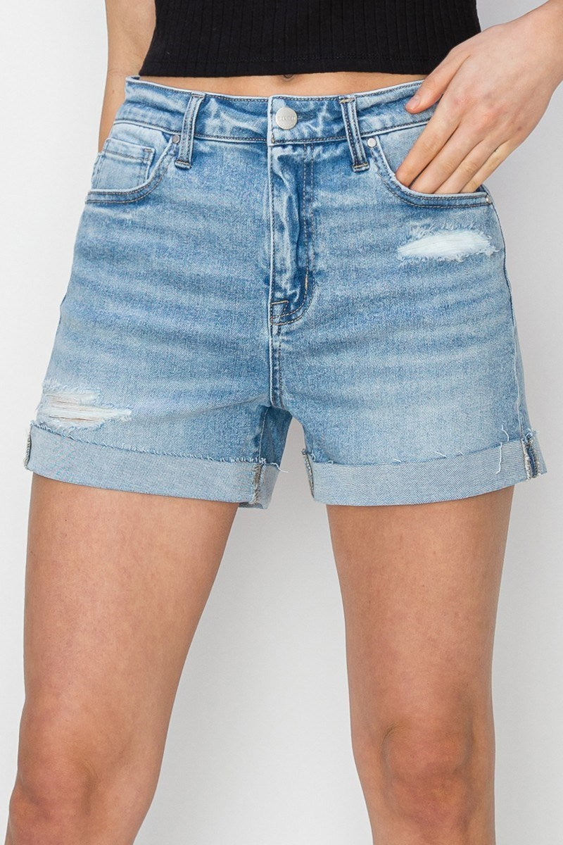 Jennifer Cuffed (Light) RISEN Blue Jean Shorts