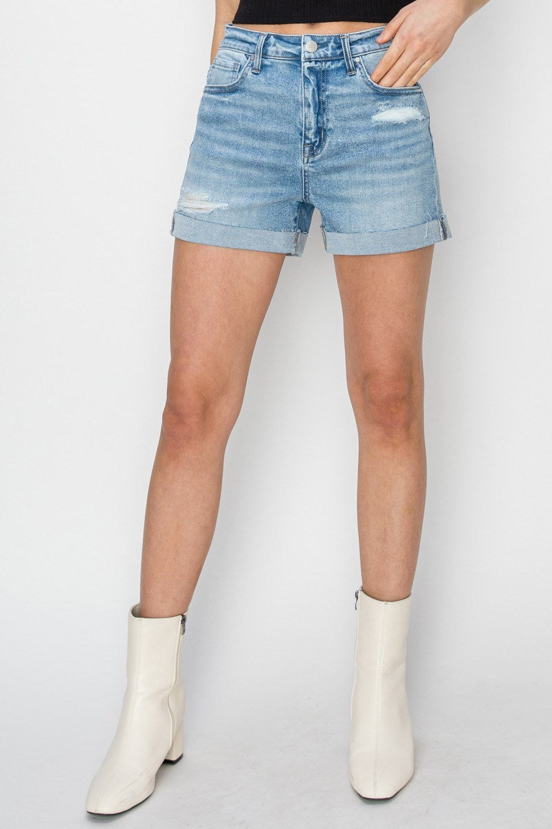 Jennifer Cuffed (Light) RISEN Blue Jean Shorts