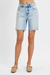 Tummy Control Mid Length (Light) RISEN Blue Jean Shorts