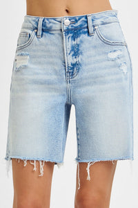 Tummy Control Mid Length (Light) RISEN Blue Jean Shorts