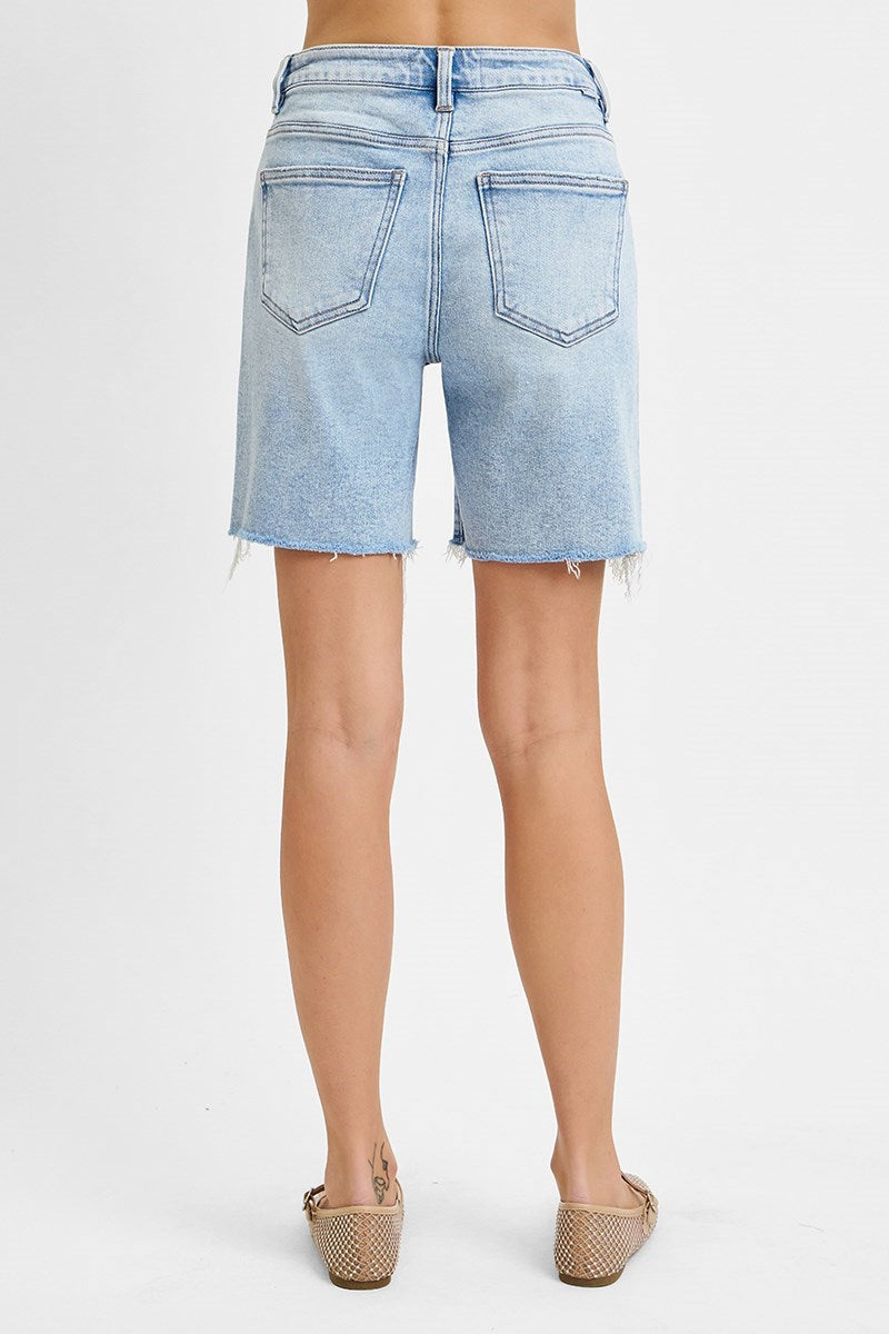 Tummy Control Mid Length (Light) RISEN Blue Jean Shorts