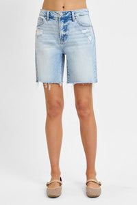 Tummy Control Mid Length (Light) RISEN Blue Jean Shorts