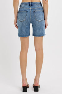 Tummy Control Mid Length RISEN Blue Jean Shorts