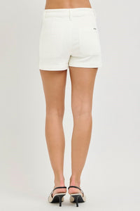 Lucille High Rise RISEN (Cream) Jeans Shorts w/Embroidered Pockets