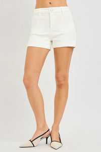 Lucille High Rise RISEN (Cream) Jeans Shorts w/Embroidered Pockets
