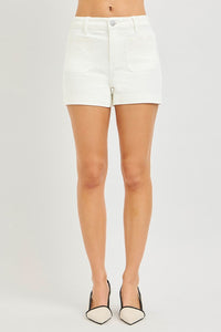 Lucille High Rise RISEN (Cream) Jeans Shorts w/Embroidered Pockets