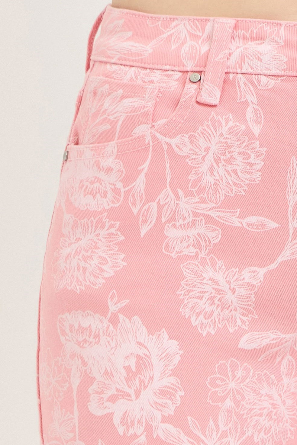 Pink Floral Printed High Rise RISEN Shorts