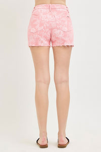 Pink Floral Printed High Rise RISEN Shorts
