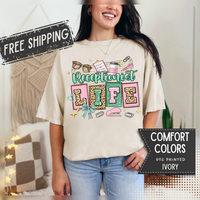 Receptionist Life - Comfort Colors | Trendy Women's T-Shirt. Direct to Garment. Printed & Shipped in the USA. Unisex Sizes.