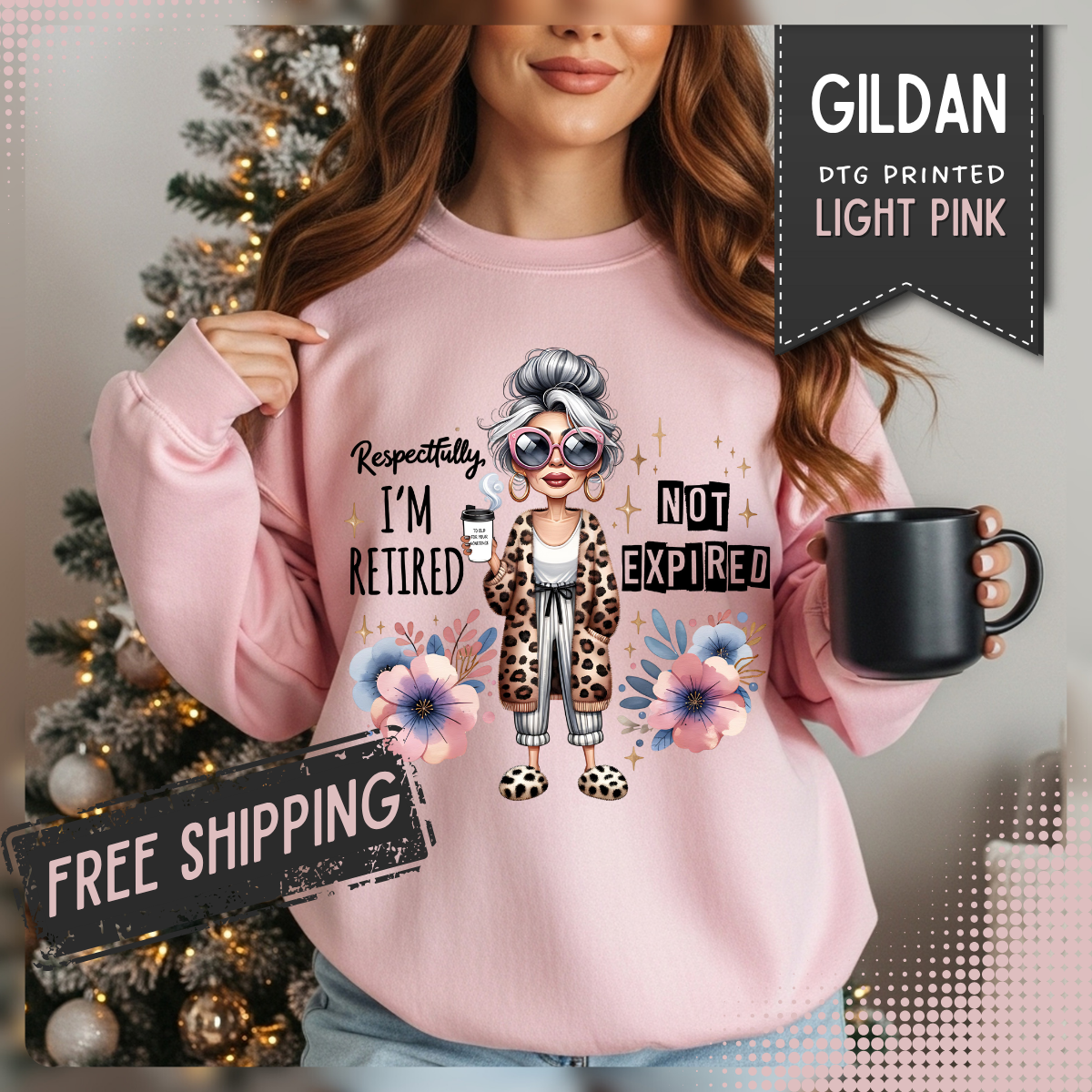 Retired Not Expired Crewneck Sweatshirt — Funny Retro Grandma Graphic