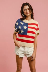 American Flag Cream Sleeveless Sweater