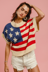 American Flag Cream Sleeveless Sweater