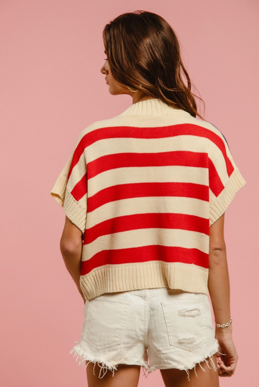 American Flag Cream Sleeveless Sweater