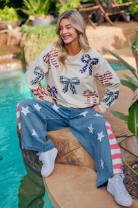 American Flag Vintage Washed Jeans w/Star Patches - Soft Denim