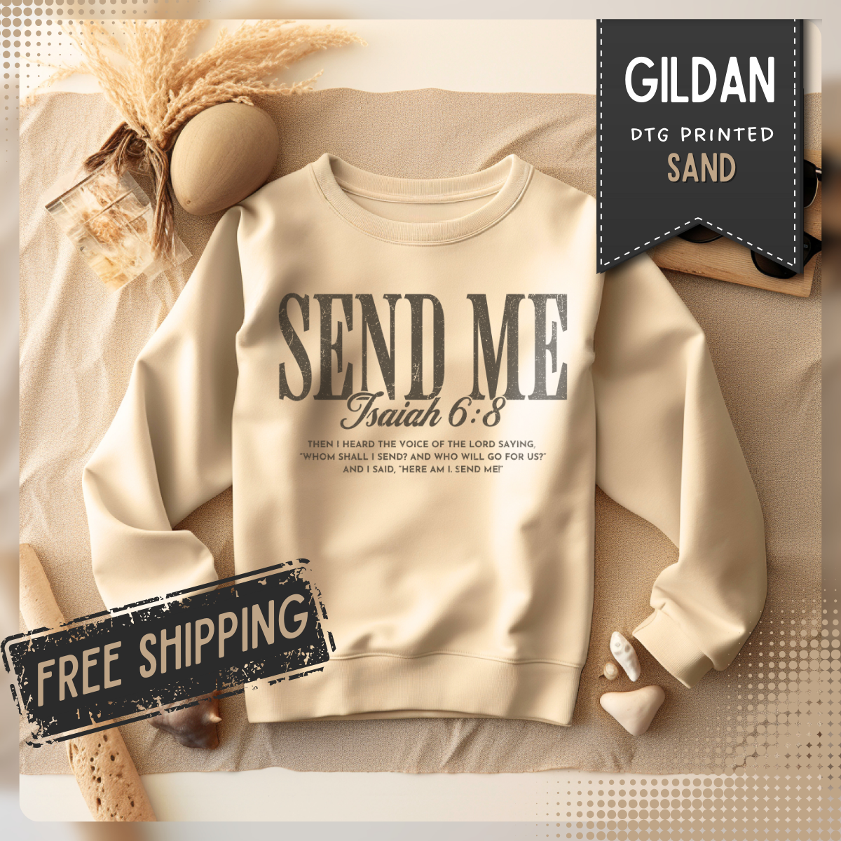 Send Me, Vintage - Faith – Gildan Heavy Blend | Trendy Women’s and Men's Soft Sweatshirt. Direct to Garment. Printed & Shipped in the USA. Unisex Sizes.