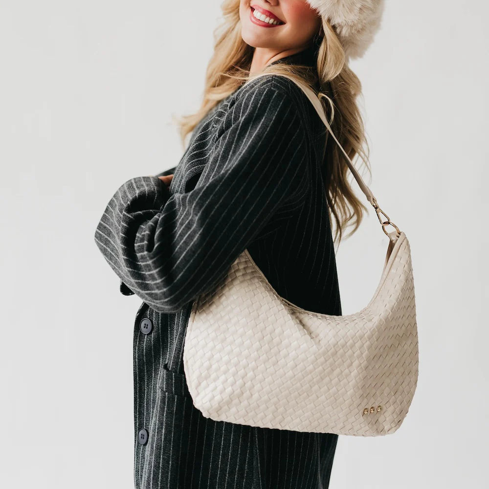 Sienna (Cream) Slouchy Woven Shoulder Bag