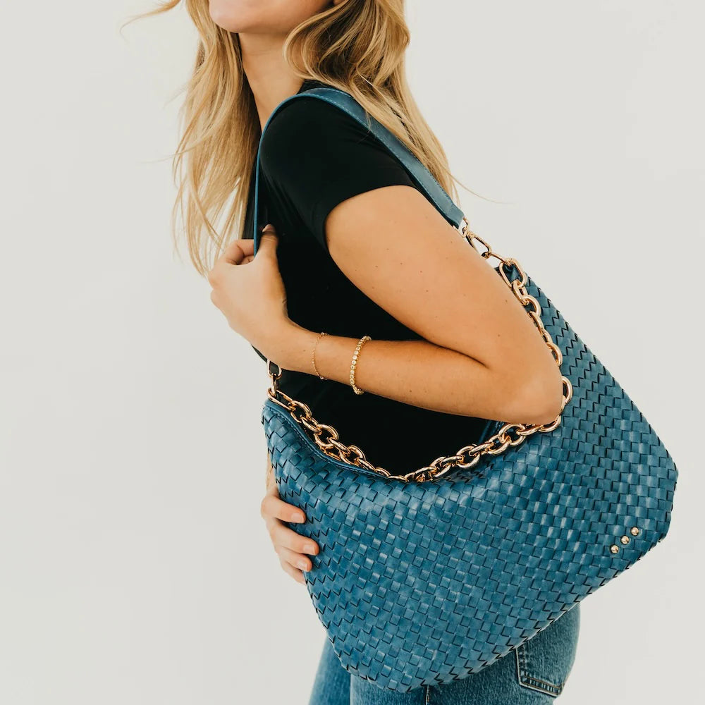 Sienna (Denim Blue) Slouchy Woven Shoulder Bag
