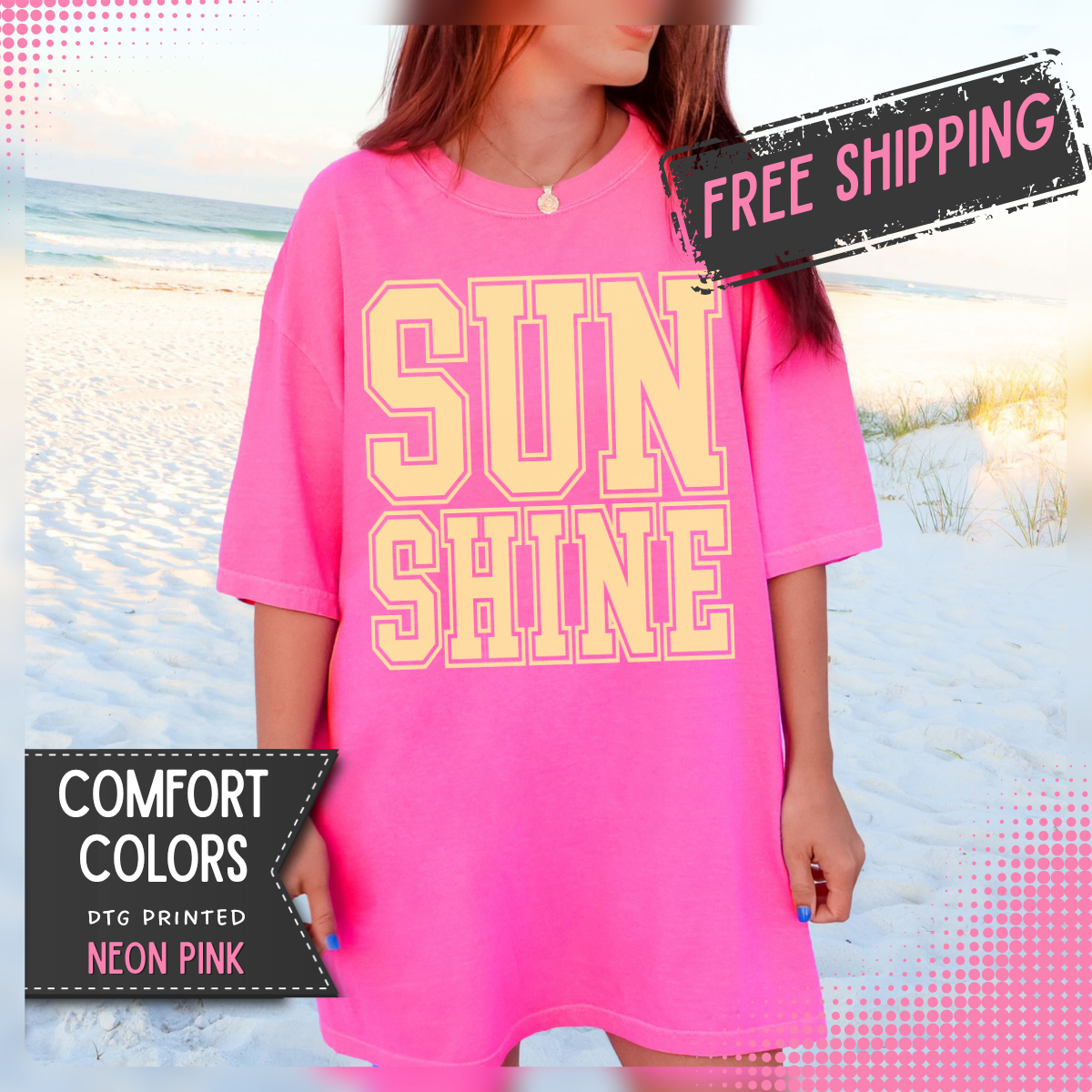 Sunshine - Comfort Colors | Trendy Women's T-Shirt. Direct to Garment. Printed & Shipped in the USA. Unisex Sizes.
