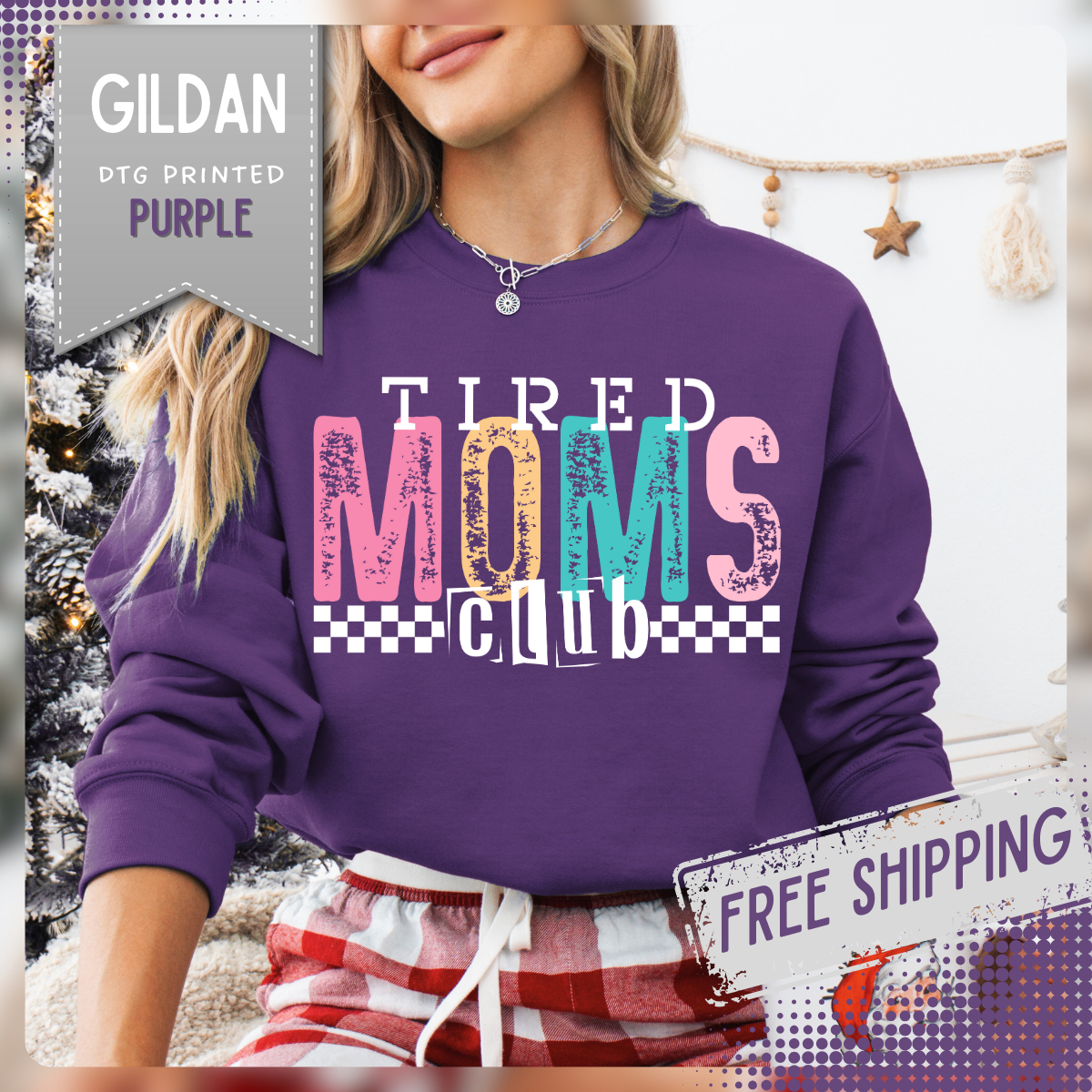 Tired Moms Club Pastel – Gildan Heavy Blend | Trendy Women’s Soft Sweatshirt. Direct to Garment. Printed & Shipped in the USA. Unisex Sizes.