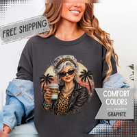 Too Old To Care, Fashionista Grandma - Comfort Colors | Trendy Women's T-Shirt. Direct to Garment. Printed & Shipped in the USA. Unisex Sizes.
