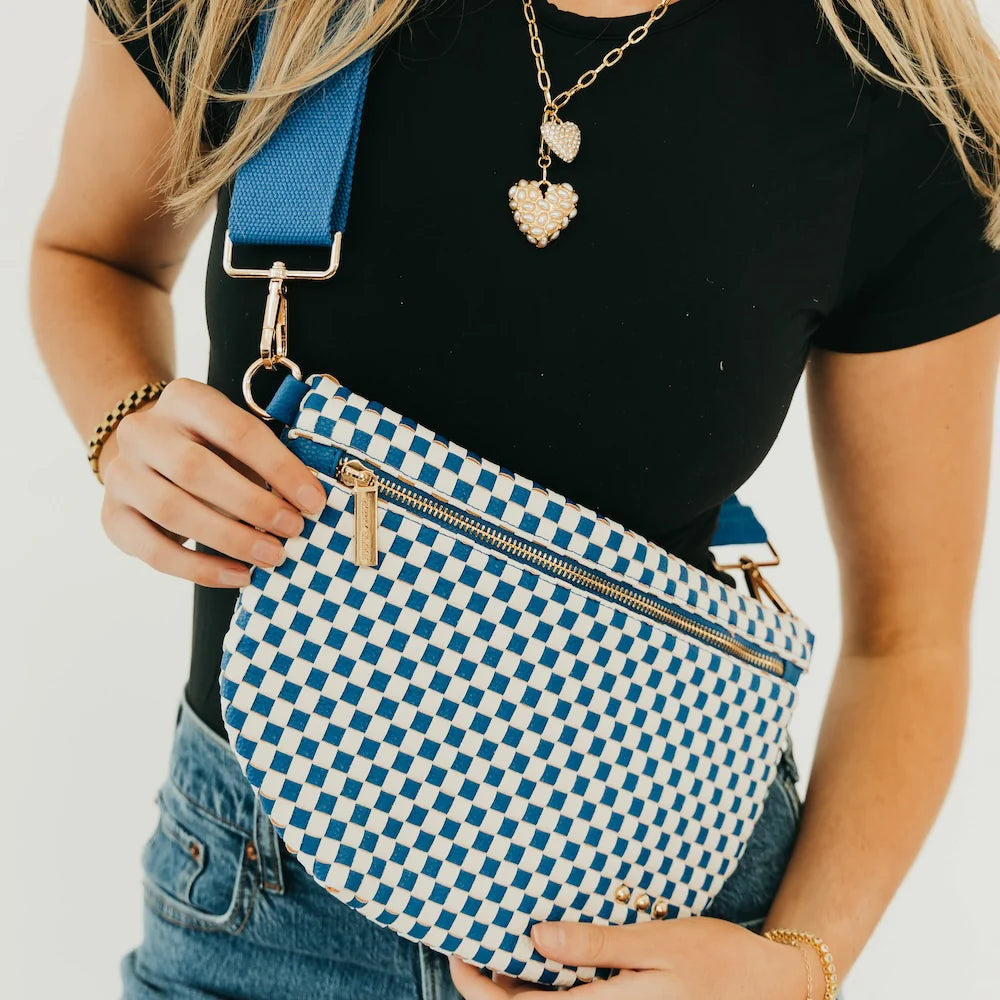Westlyn (Royal Blue) Woven Checkered Bum Bag