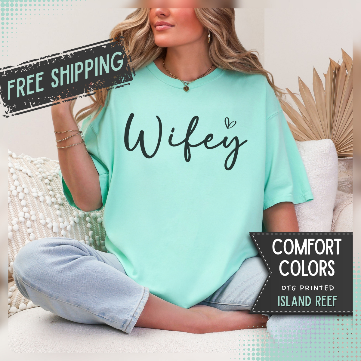 Wifey - Comfort Colors | Trendy Women's T-Shirt. Direct to Garment. Printed & Shipped in the USA. Unisex Sizes.