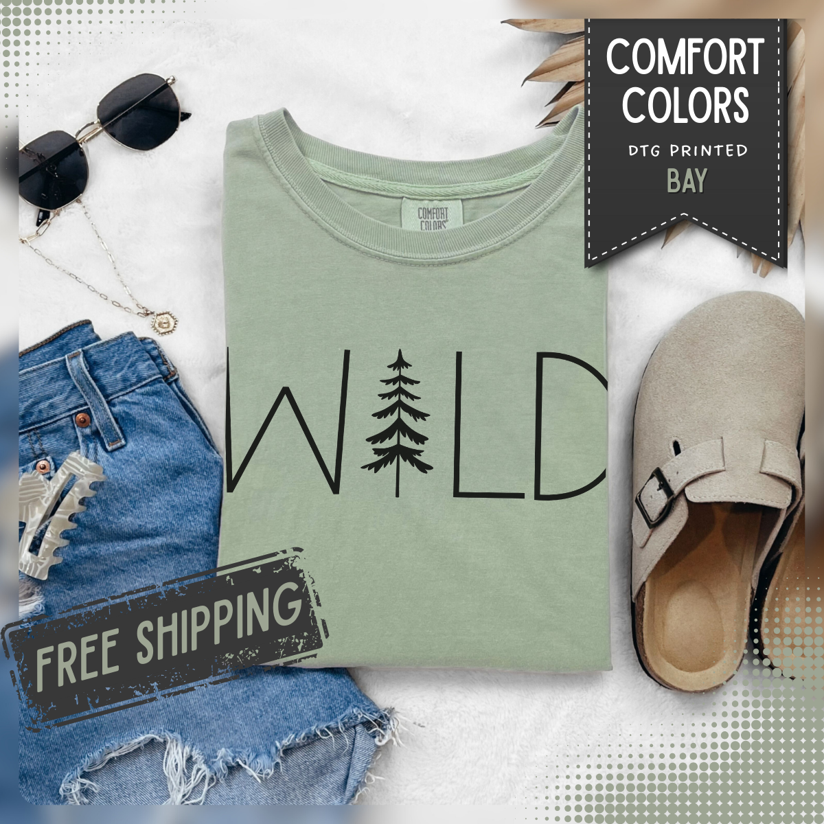 Wild Graphic, Nature, Pine Tree, Adventure - Comfort Colors | Trendy Men's and Women's T-Shirt. Direct to Garment. Printed & Shipped in the USA. Unisex Sizes.