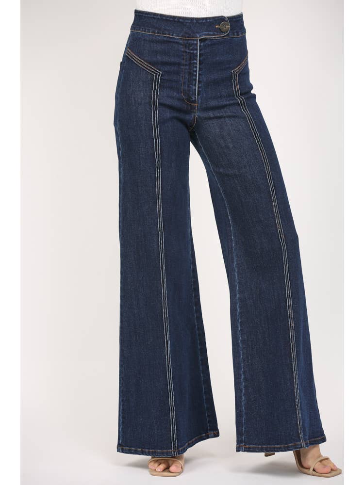 Woodstock (Dark Wash) High-Rise Wide Leg Jeans