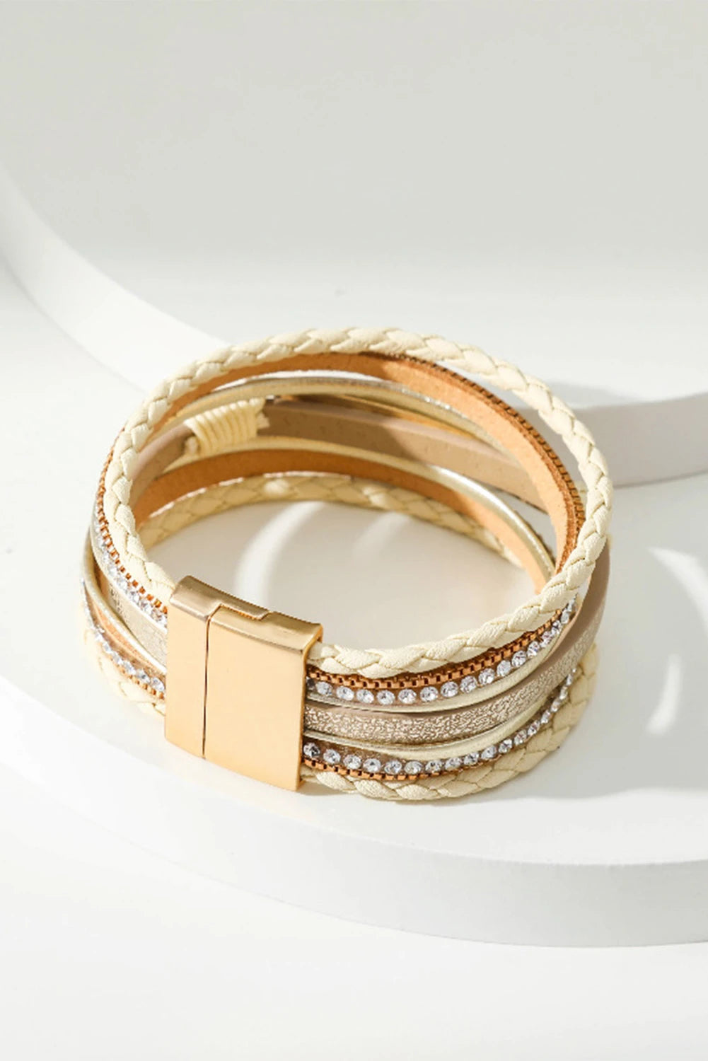 Beige BLESSED Layered Buckle Bracelet