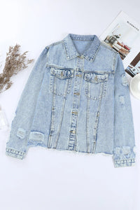 Ella Blue Jean Jacket, Distressed w/Raw Hem