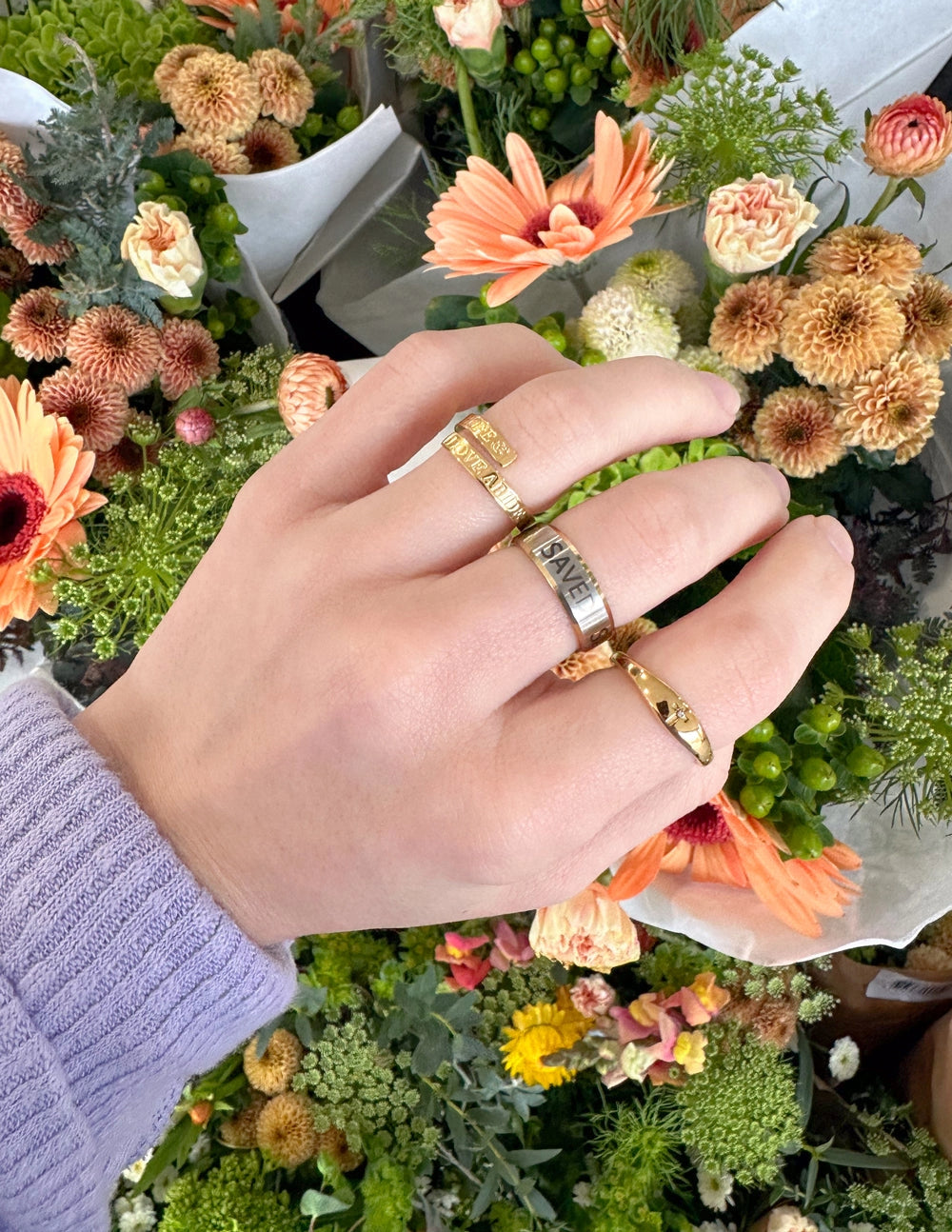 "Saved" Gold-Colored Stackable Ring