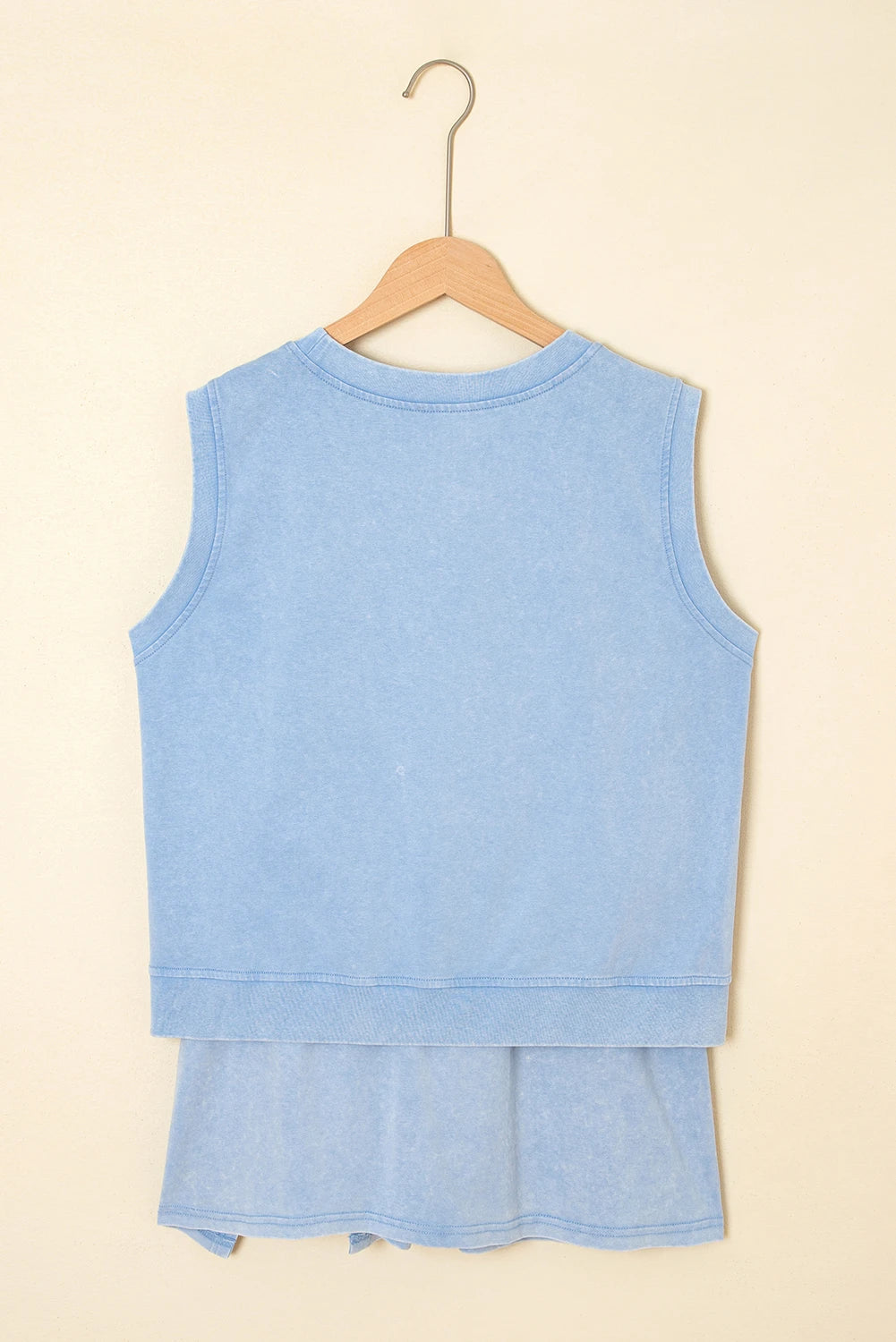Myosotis 2 Pieces Mineral Wash Cotton Tank Top Lined Split Skirt Set