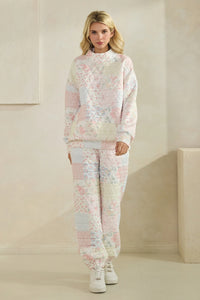 Floral Textured Quilted-Print Lounge Pants with Pockets