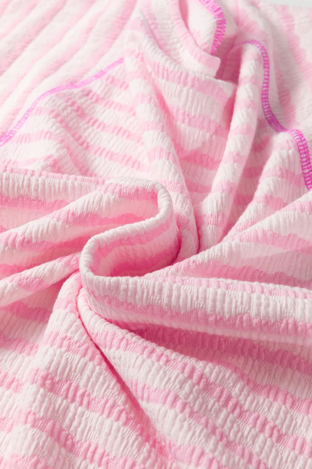 Pink Striped Half Sleeve, Classy Fit Knit Top