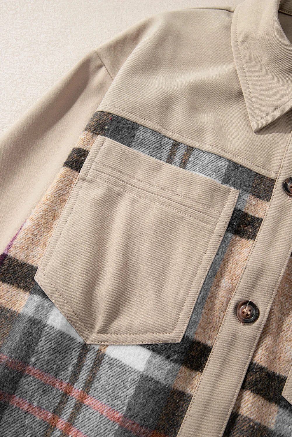 Khaki Plaid Patchwork Mini Dress