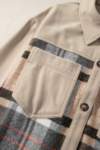 Khaki Plaid Patchwork Mini Dress