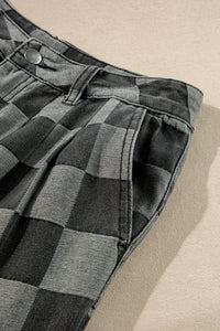Gretchen Grey & Black Checkered Denim Jeans