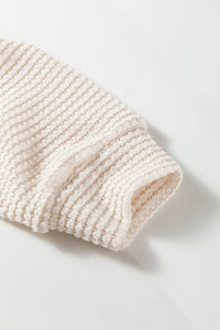 Ivory Textured Knit Off-The-Shoulder Long Sleeve Top