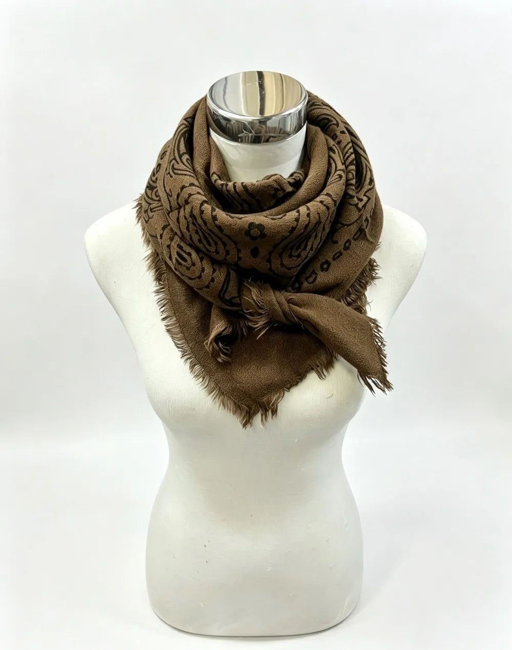 Lauren (Dark Brown) Paisley Pattern Scarf, Imported from France