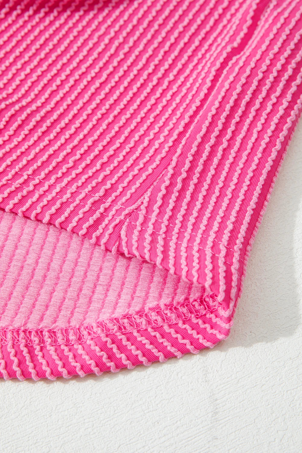 Pink, Leopard-Patched Ribbed Button-Up Long Sleeve Top with Pocket