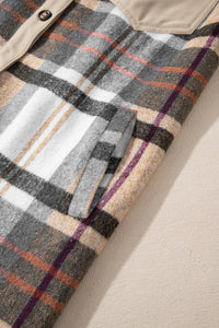 Khaki Plaid Patchwork Mini Dress