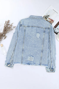Ella Blue Jean Jacket, Distressed w/Raw Hem