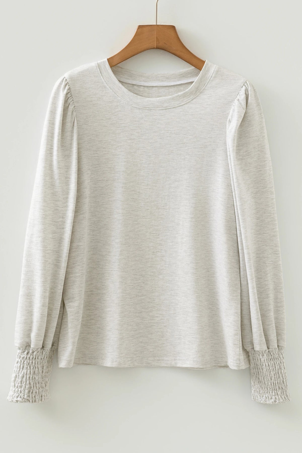 Light Ash 95% Cotton Puff Sleeve Top