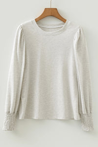 Light Ash 95% Cotton Puff Sleeve Top