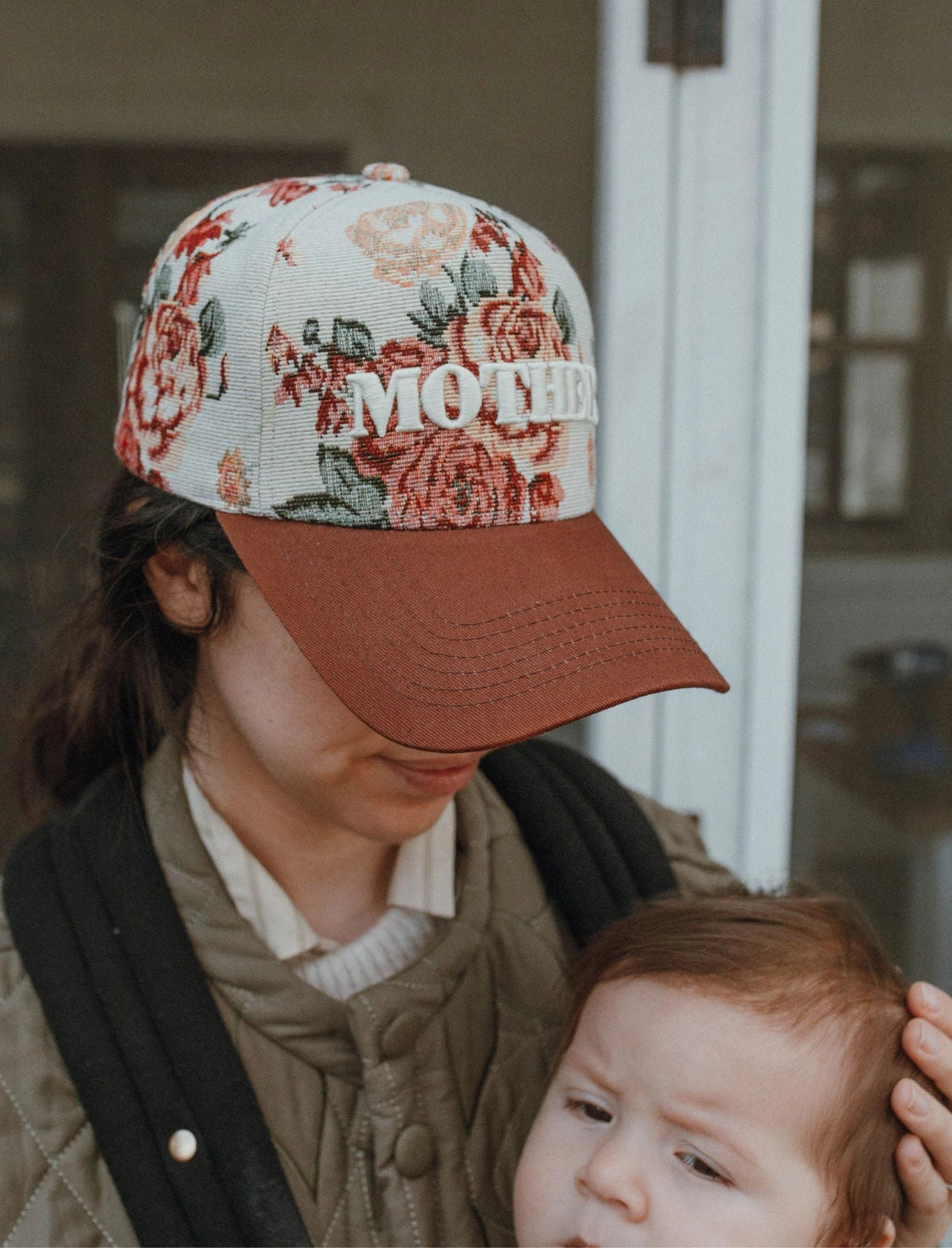 Embroidered (Floral) Mother Ribbed Snapback Hat