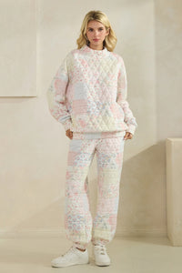 Floral Textured Quilted-Print Lounge Pants with Pockets