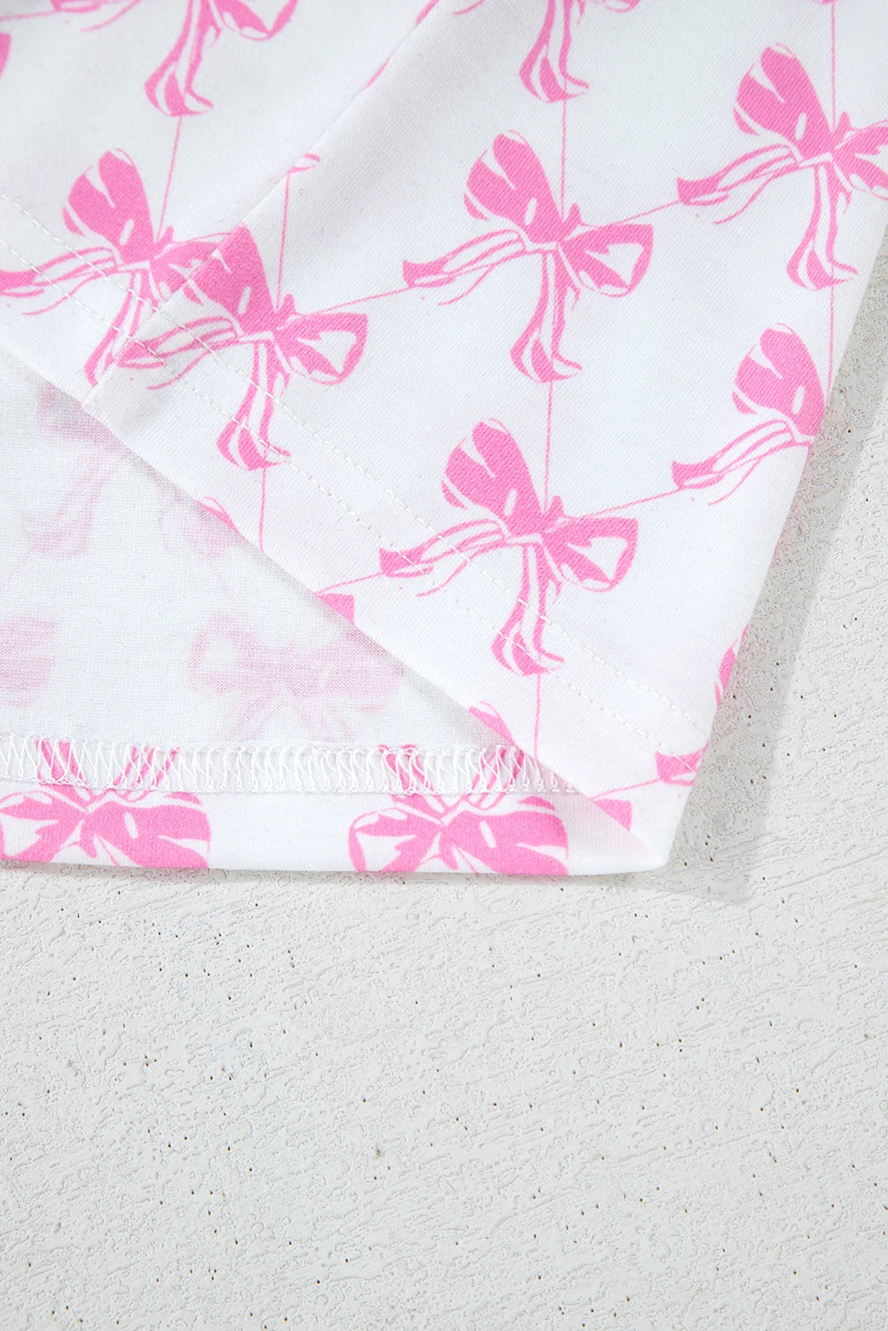 Millie Pink and White Bow Ruffled Shorts 2pc Pajama Set