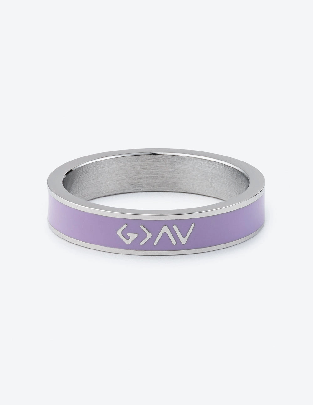 "God is Greater…Highs Lows" Lavender Silver-Colored Stackable Ring