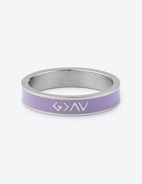 "God is Greater…Highs Lows" Lavender Silver-Colored Stackable Ring